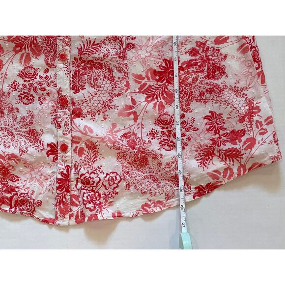 Coldwater Creek Cotton 3/4 Sleeve Button Down Shirt Red Floral, Swiss Dots, 1X - Picture 11 of 11